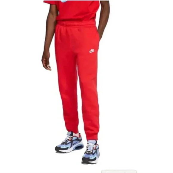 NEW Men's Nike Sportswear Club Fleece Joggers University Red - Size XXL - Picture 1 of 11